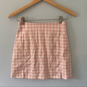 Brandy Melville pink/white checkered mini skirt